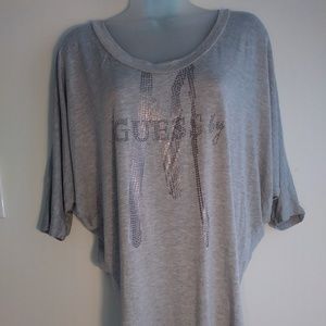 Guess Marciano grey gray tunic shirt top silver